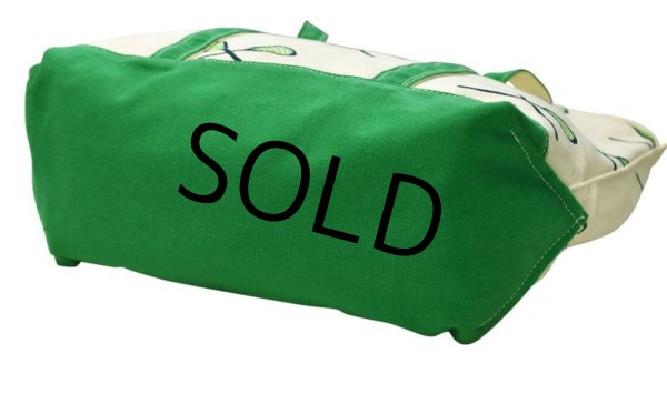 画像4: 【クロケット柄】【白×緑】【キャンバス】 【トートバッグ】  (4)