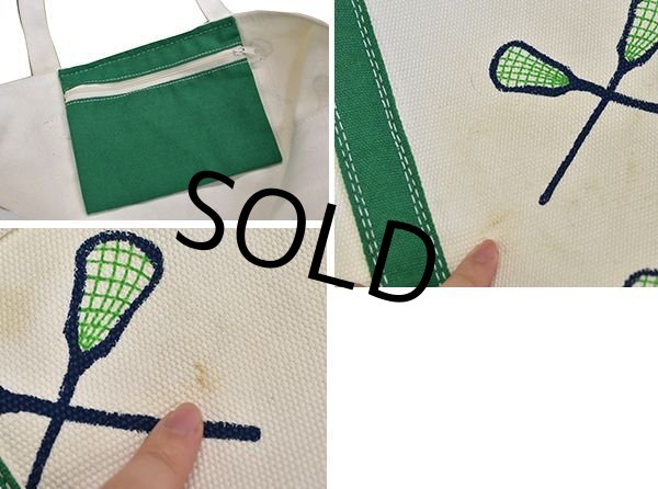 画像2: 【クロケット柄】【白×緑】【キャンバス】 【トートバッグ】  (2)