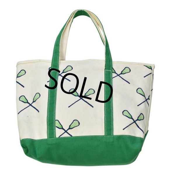 画像3: 【クロケット柄】【白×緑】【キャンバス】 【トートバッグ】  (3)
