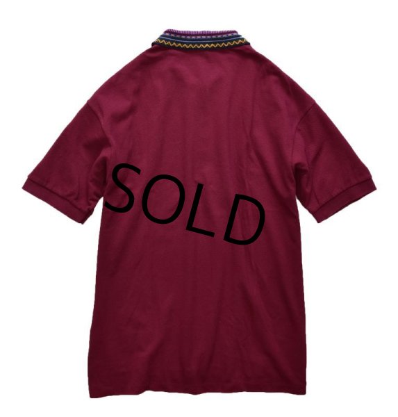 画像3: 【USA製】 ビンテージ【AUREA】【エンジ×フェアアイル柄】【半袖ポロシャツ】【サイズL】  (3)