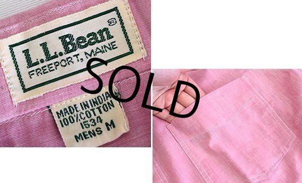 画像2: 【ビンテージ】【ＬＬビーン】【L.L.bean】ピンク【インディアンコットン】【半袖シャツ】【サイズ Ｍ】  (2)