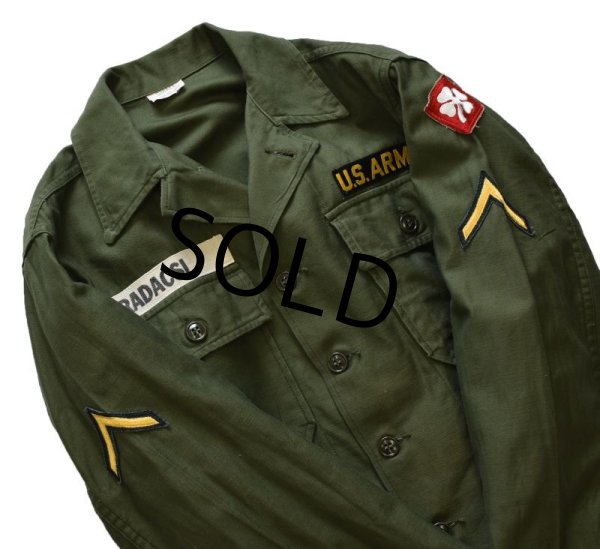 画像4: 【60's】【米軍実物】ビンテージ【U.S.ARMY】【OG107】平ボタン【ユーティリティシャツ】【サイズ S】  (4)