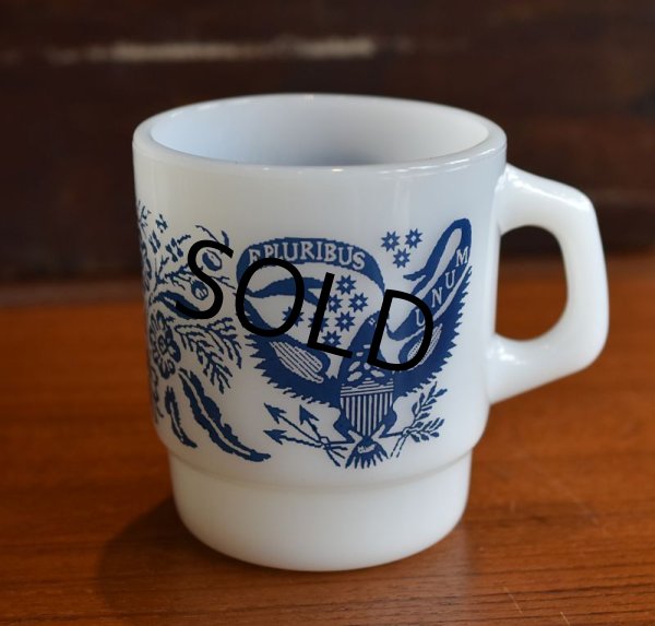 画像3: 【Fire King】【ファイヤーキング】【白×青】【グレートシール】【スタッキング】【マグカップ】  (3)