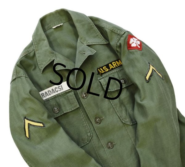 画像5: 【60's】【米軍実物】ビンテージ【U.S.ARMY】【OG107】平ボタン【ユーティリティシャツ】【サイズ Ｓ】  (5)