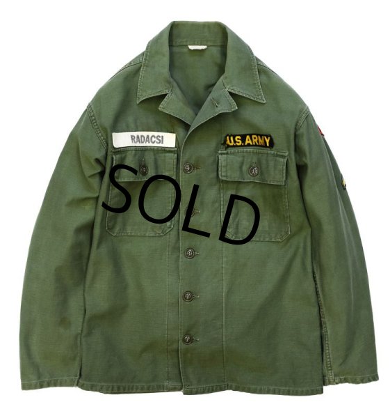 画像1: 【60's】【米軍実物】ビンテージ【U.S.ARMY】【OG107】平ボタン【ユーティリティシャツ】【サイズ Ｓ】  (1)