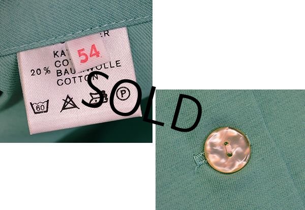 画像2: 【フランス製】デッドストック【ビンテージ】【ショップコート】【コットンポリ】【ミントブルー】【レディース54】レディース古着  (2)