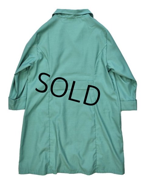 画像4: 【フランス製】デッドストック【ビンテージ】【ショップコート】【コットンポリ】【ミントブルー】【レディース54】レディース古着  (4)