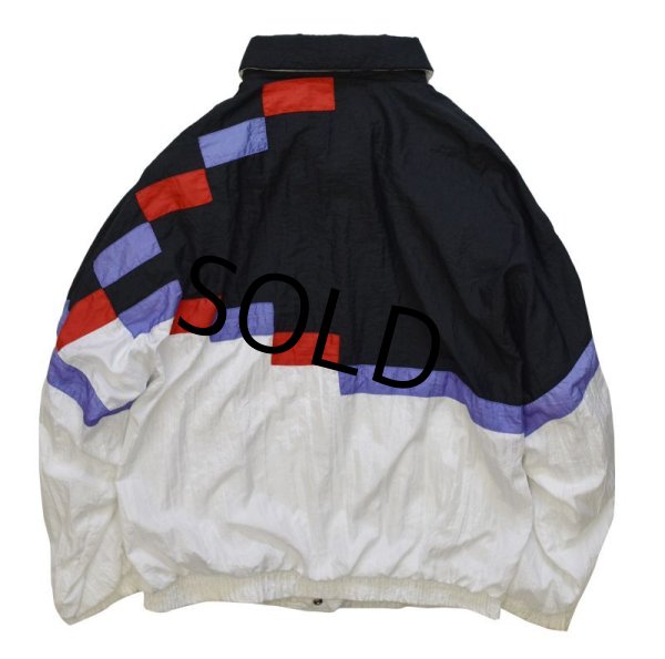 画像4: 【ellesse】【ビンテージ】【黒×白×青×赤】【ナイロンジャケット】【サイズＬ】  (4)