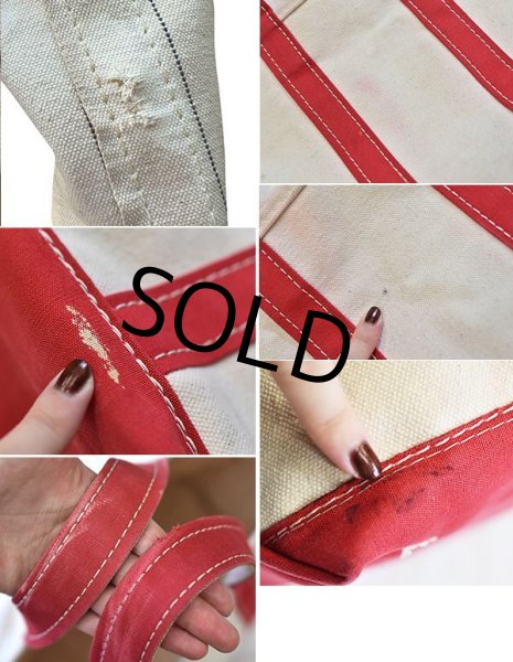 画像3: 耳付き 80's【ビンテージ】 【USA製】【L.L.bean】【L.L.ビーン】【キャンバス】【トートバッグ】【白×赤】  (3)