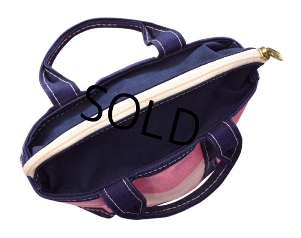 画像8: USA製【ビンテージ】ＬＬビーン  【L.L.bean】【ピンク×紺】【ボーダー柄】【天ファスナー】【トートバッグ】【ミニトート】  (8)