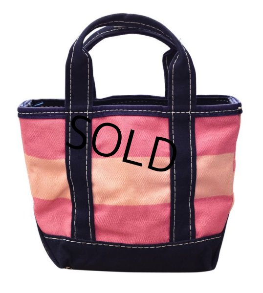 画像5: USA製【ビンテージ】ＬＬビーン  【L.L.bean】【ピンク×紺】【ボーダー柄】【天ファスナー】【トートバッグ】【ミニトート】  (5)