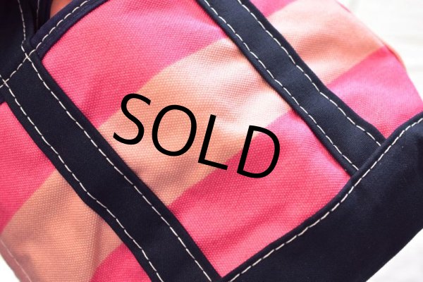 画像3: USA製【ビンテージ】ＬＬビーン  【L.L.bean】【ピンク×紺】【ボーダー柄】【天ファスナー】【トートバッグ】【ミニトート】  (3)