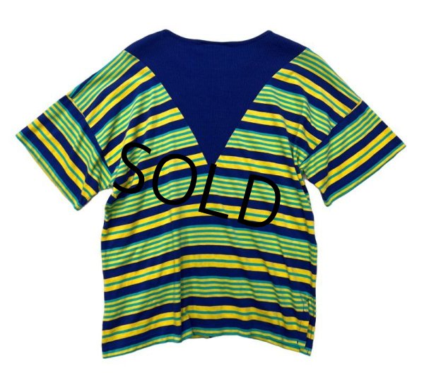 画像3: フランス製【ビンテージ】【pierre cardin】ピエールカルダン【青×黄×水色】【リブ切り替えカットソー】【レディース古着】  (3)