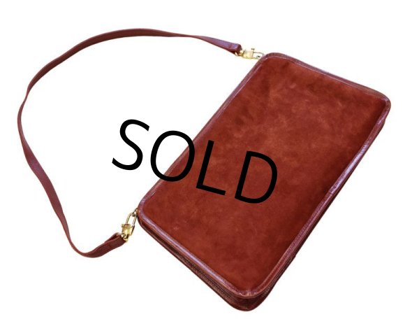 画像4: ビンテージ【ピエール・カルダン】【Pierre Cardin】【スエード☓レザー】【ブラウン】【がま口】【ショルダーバッグ】  (4)