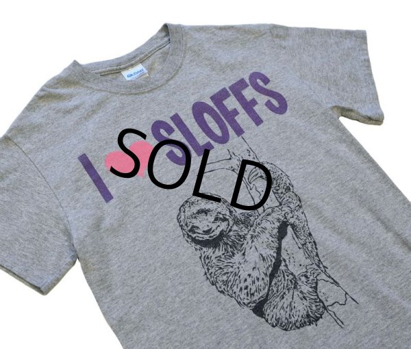 画像1: 【ビンテージ】【グレー×紫】【I ❤ SLOFFS】ナマケモノ Tシャツ 【サイズS】  (1)