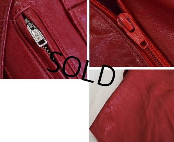 画像2: 【ユーロ古着】【ビンテージ】【赤】【レザーベスト】【サイズL程度】  (2)