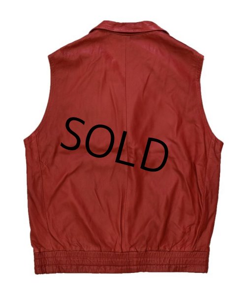 画像3: 【ユーロ古着】【ビンテージ】【赤】【レザーベスト】【サイズL程度】  (3)