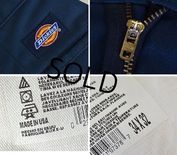 画像3: USA製【デッドストック】【ビンテージ】【ディッキーズ】【Dickies】【ネイビー・紺】【ワークパンツ】【34×32】  (3)