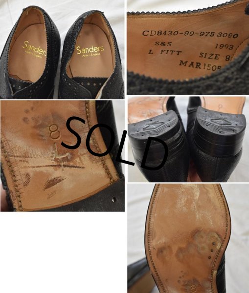 画像2: デッドストック【イングランド製】SANDERS【サンダース】【黒】【ウィングチップシューズ】【サイズ8】【26.5cm程度】  (2)