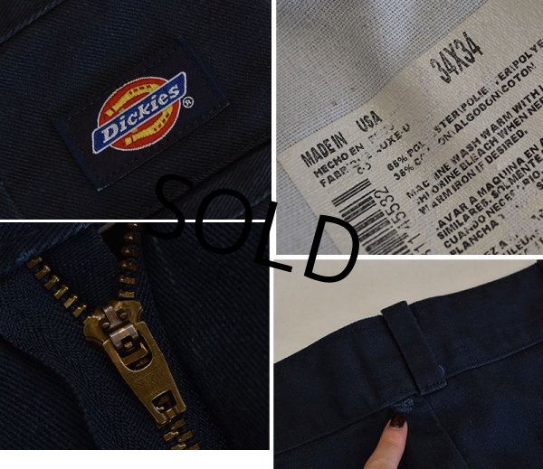 画像3: USA製【ビンテージ】【ディッキーズ】【Dickies】【ネイビー・紺】【ワークパンツ】【34×34】  (3)
