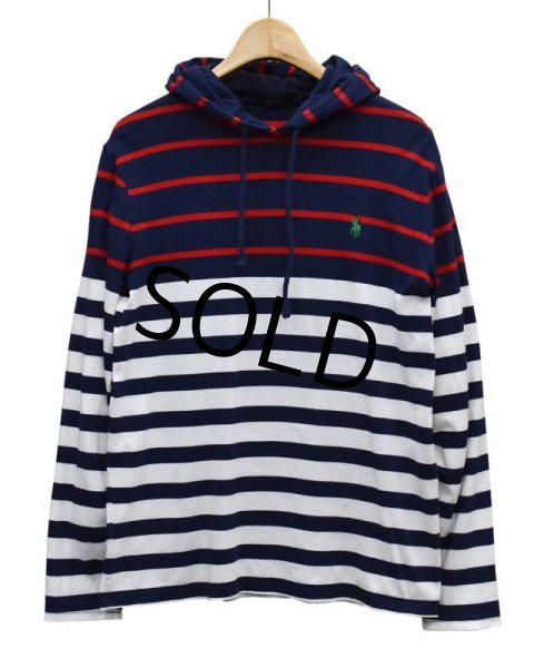 画像1: 【ラルフローレン】【POLO ralph lauren】【紺×白×赤】【フード付き】【カットソー】パーカー【サイズＭ】  (1)