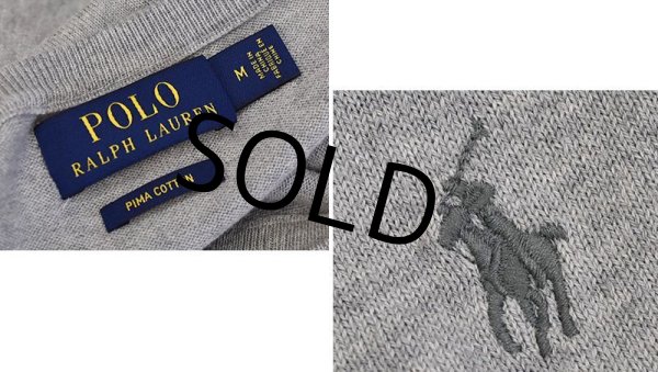 画像2: 【ラルフローレン】【グレー】【Vネック】【コットンセーター】【サイズＭ】   (2)