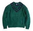 画像3: 90's【ビンテージ】【オールドギャップ】【GAP】【緑×チェック】【Vネック】【コットンセーター】レディース古着【サイズＭ】  (3)