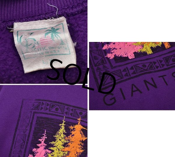 画像2: USA製【ビンテージ】【紫】【GIANTS RIDGE】【針葉樹プリント】スウェット【サイズＬ/ＸＬ】  (2)