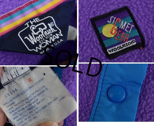 画像2: 【USA製】ビンテージ【Woorlrich】ウールリッチ【紫×水色】【フリーススナップＴ】【サイズM】【レディース古着】  (2)