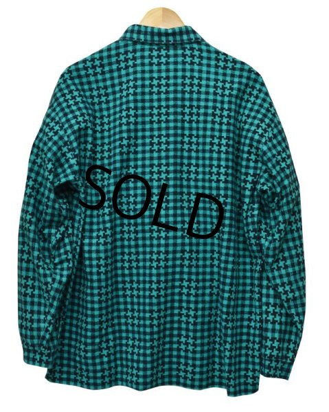 画像3: 【USA製】【NEW・FORCES】【緑×黒】【総柄】【ギンガムチェック】ネルシャツ【サイズＬ】【レディース古着】  (3)