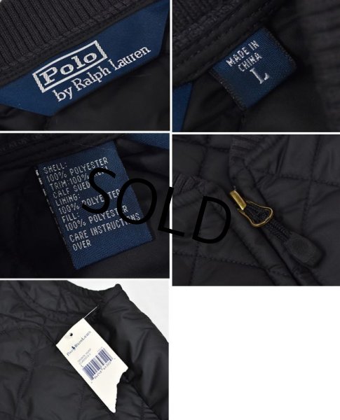 画像2: 新品未使用【ラルフローレン】【黒】【肩スエード】【キルティングベスト】【サイズL】  (2)