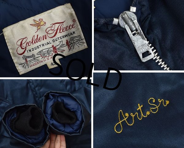 画像2: 【USA製】ビンテージ【Golden Fleece】【紺】フード付き【ナイロンジャケット】【サイズ４２】  (2)