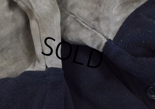 画像4: 【ビンテージ】【IDENTITY INC.】【紺メルトン×グレー スエード】【スタジャン】【サイズXXL】  (4)