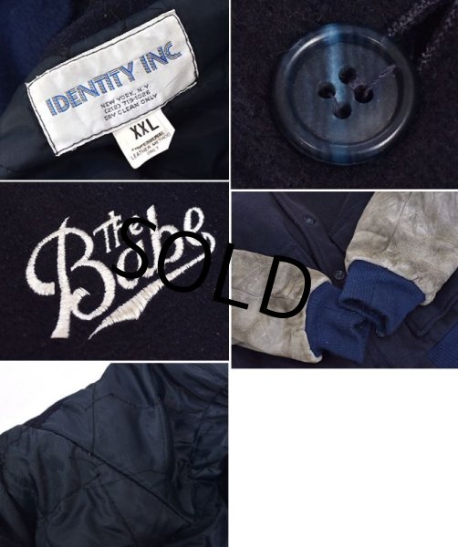 画像2: 【ビンテージ】【IDENTITY INC.】【紺メルトン×グレー スエード】【スタジャン】【サイズXXL】  (2)