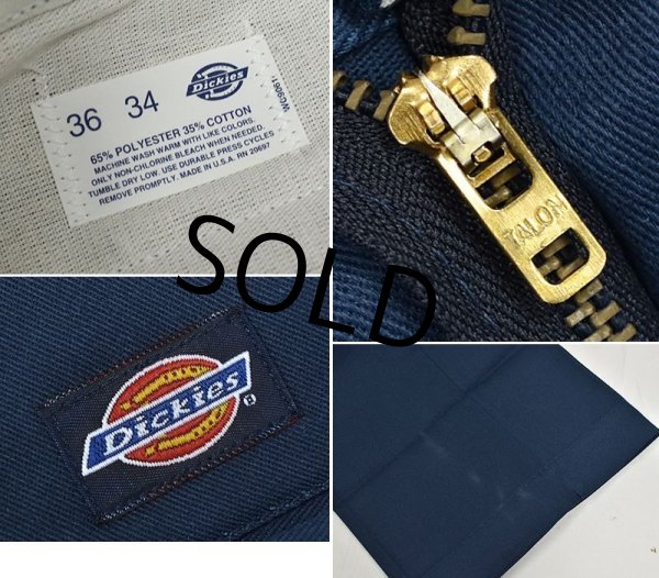 画像3: USA製【デッドストック】【ビンテージ】【ディッキーズ】【Dickies】【ネイビー・紺】【ワークパンツ】【36×34】  (3)