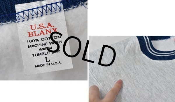 画像2: 【デッドストック】【USA製】【ビンテージ】【U.S.A. BLANX】【グレー×エメラルドリブ】【スウェット】【サイズＬ】  (2)