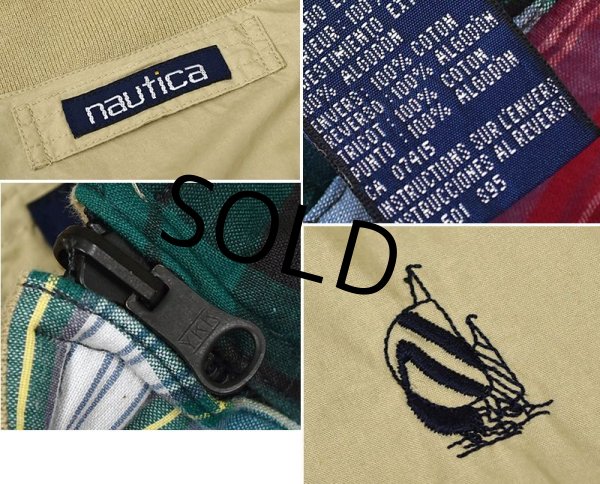 画像2: 【nautica】【ノーティカ】【パッチワーク×ベージュ】タータンチェック【リバーシブル】【ジップアップブルゾン】【サイズＬ】  (2)