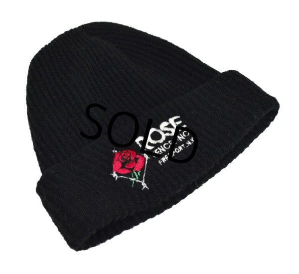 画像1: 【ビンテージ】【ROSE FENCE INC】【黒】【バラ】 【ニットキャップ】 【ニット帽】   (1)
