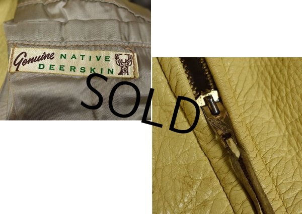 画像2: 60's【ビンテージ】【qnuine】【NATIVE DEERSKIN】ディアスキン スポーツジャケット【レザージャケット】US38程度  (2)