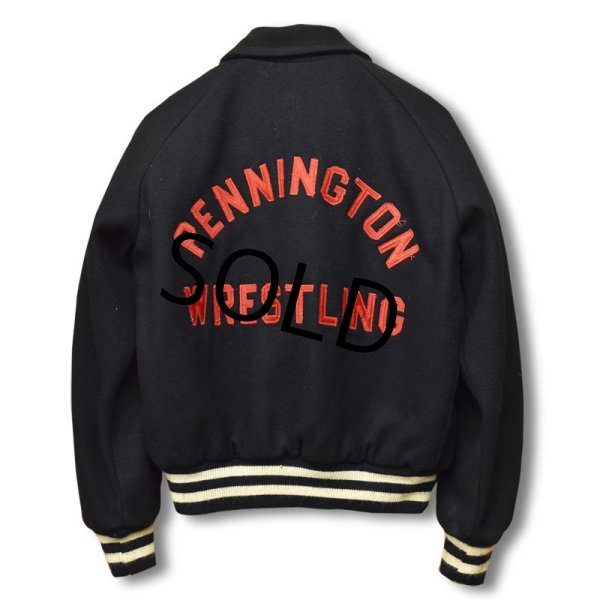 画像3: 70's~【ビンテージ】エンパイヤ【empire】【黒×白ライン】【スタジャン】PENNINGTON WRESTLING【サイズM】  (3)