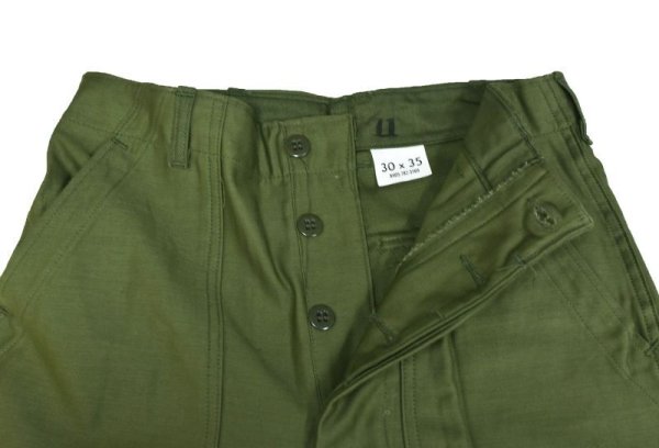 画像3: 60's デッドストック【米軍実物】【ビンテージ】【平ボタン】【ベイカーパンツ】【ユーティリティパンツ】【OG107】【30×35】 (3)