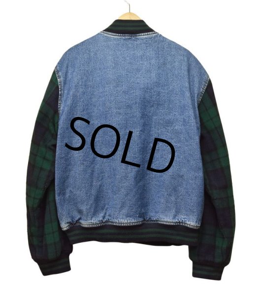 画像3: 【ビンテージ】【オールドギャップ】【GAP】【デニム×ウール袖】【ブラックウォッチ】 【Gジャン】【スタジャン】【サイズL】 (3)