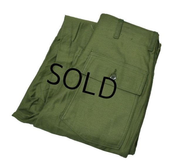 画像1: 60's デッドストック【米軍実物】【ビンテージ】【平ボタン】【ベイカーパンツ】【ユーティリティパンツ】【OG107】【30×35】 (1)