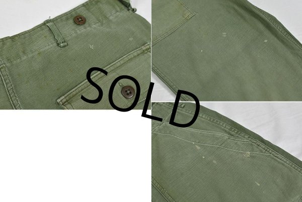 画像4: 50's〜【米軍実物】U.S.ARMY サイドアジャスター付き【平ボタン】ベイカーパンツ【ユーティリティパンツ】【OG107】【サイズＭ】  (4)