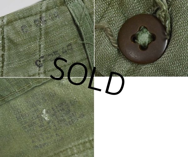 画像2: 50's〜【米軍実物】U.S.ARMY サイドアジャスター付き【平ボタン】ベイカーパンツ【ユーティリティパンツ】【OG107】【サイズＭ】  (2)
