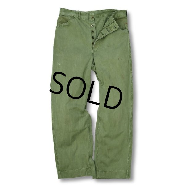 画像2:  40's【ビンテージ】【米軍実物】USMC【ステンシル入り】【ＨＢＴパンツ】【M41】P41 【Ｗ32】   (2)