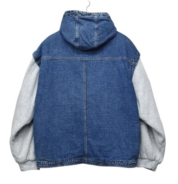 画像3: 【ビンテージ】【FADED GLORY】【デニム×スウェット】【フルジップ】【中綿入り】【デニムジャケット】【Gジャン】【サイズL】  (3)