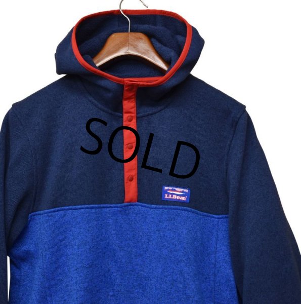 画像4: 【ビンテージ】【LLビーン】【L.L.bean】【紺×青x赤】プルオーバー【フリース】フード付き【スナップT】【サイズM】  (4)