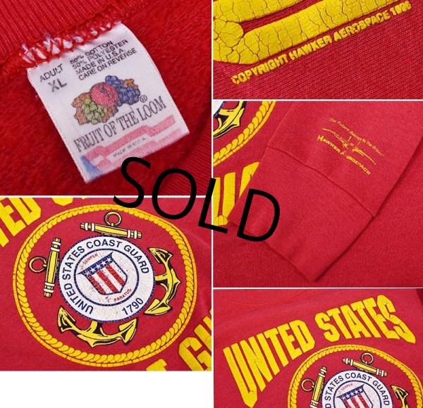 画像2: 【USA製】ビンテージ【フルーツオブザルーム】【赤】【UNITED STATES COAST GUARD】USCG【アメリカ沿岸警備隊】【スウェット】【サイズXL】  (2)