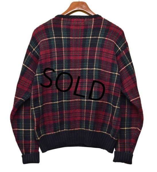 画像3: オールド【ラルフローレン】POLO RALPH LAUREN【赤×黒×緑×青】【チェック】【コットンセーター】【サイズL】  (3)